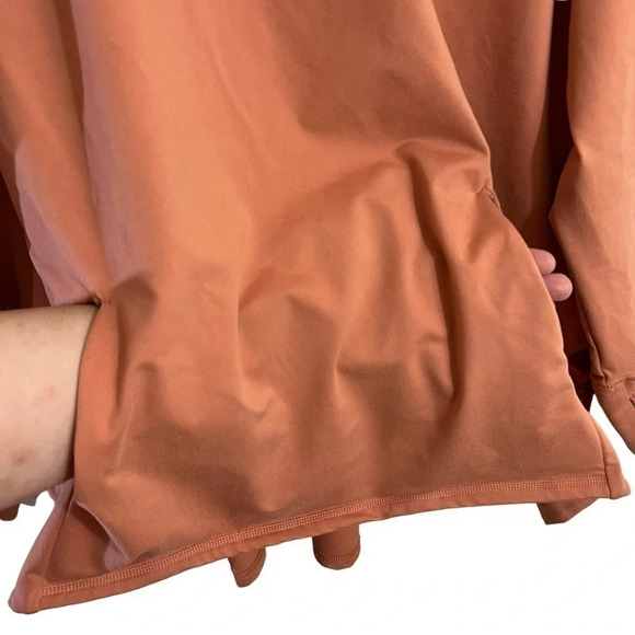 Zuda Orange Pullover Athletic Top 3X Kangaroo Pouch Pocket Thumb Holes Stretch - Picture 4 of 8
